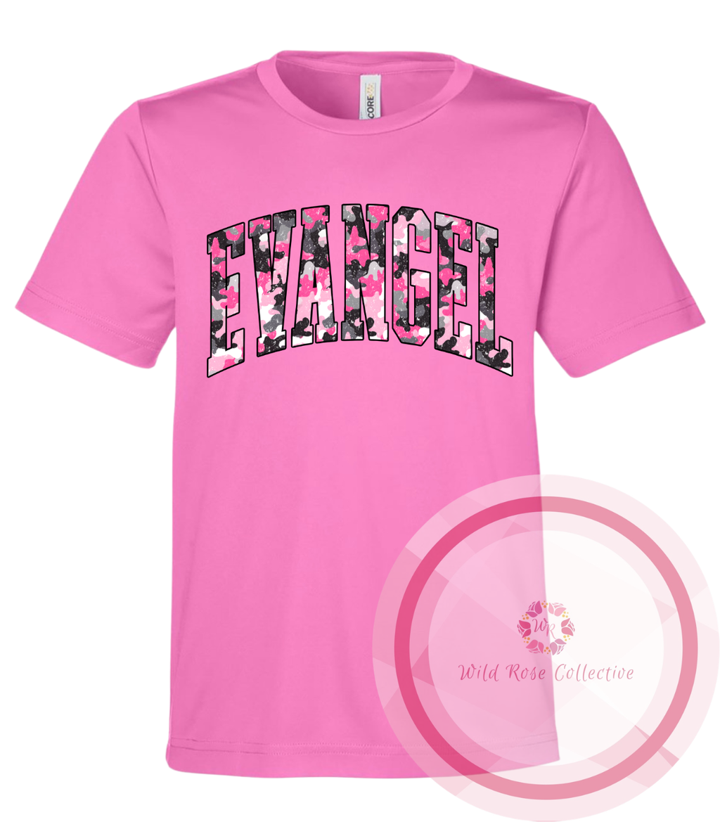 Evangel Pink Camo Performance Tshirt
