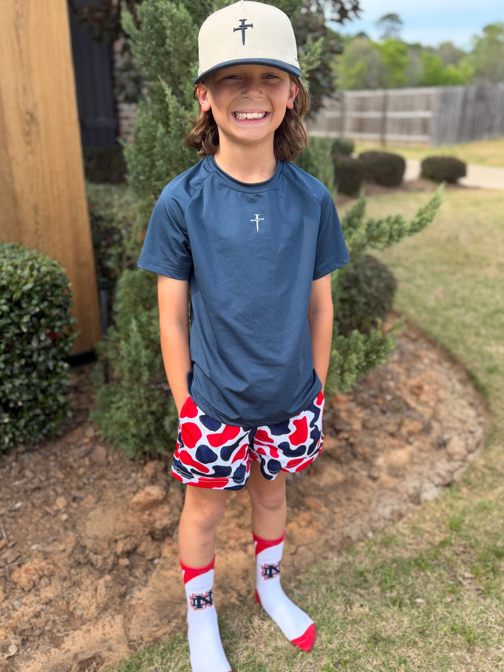 Red & Navy Camo Athletic Shorts *IN STOCK*