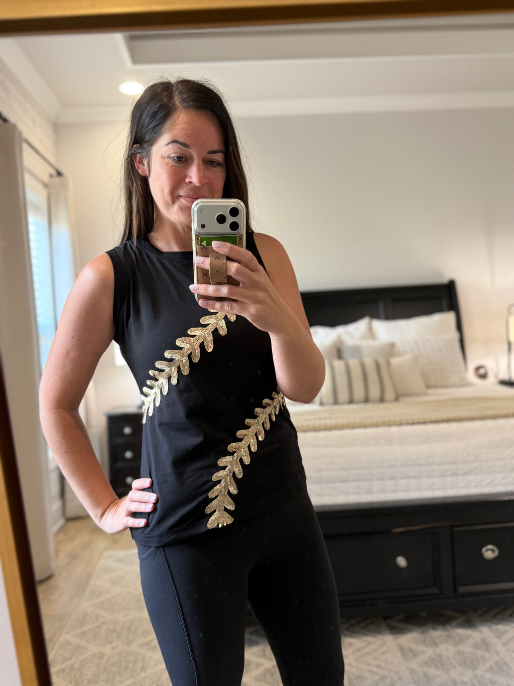Sequin Baseball Laces Tank Top (multiple color options)