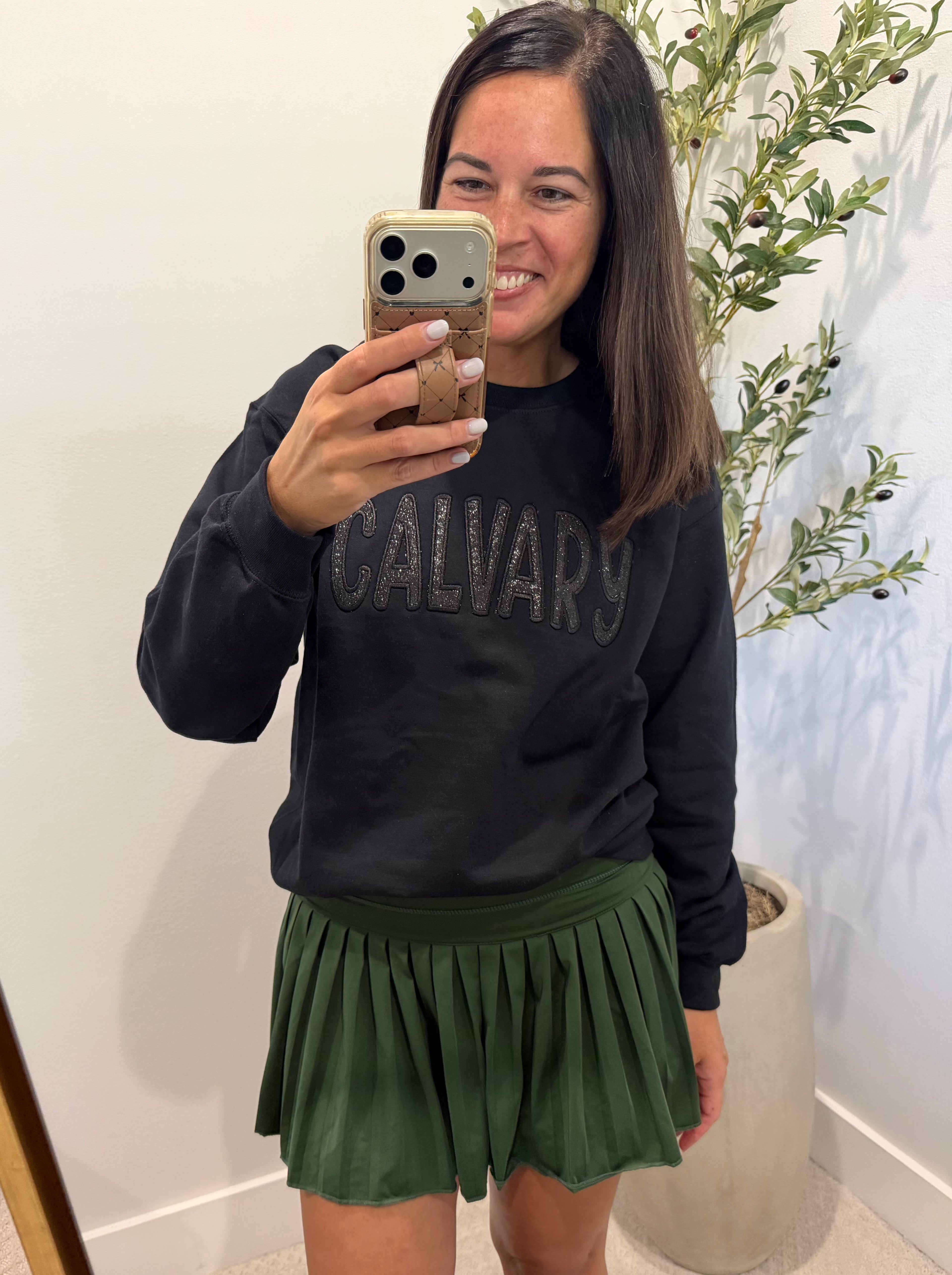 Calvary Black Glitter Embroidered Sweatshirt