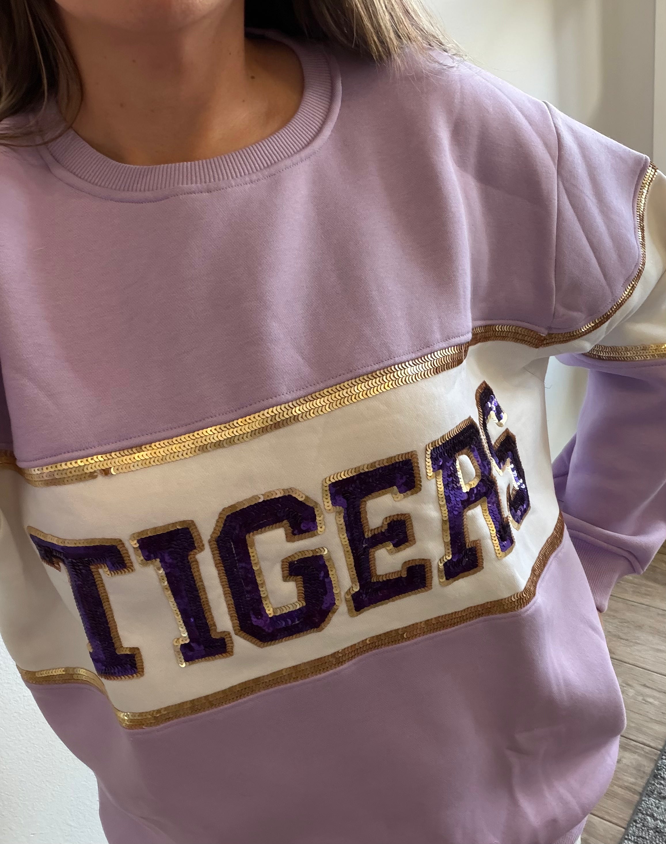 Tigers Color Block Sequin Sweatshirt