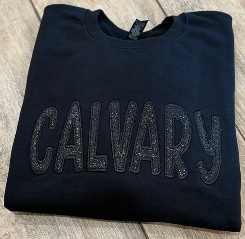 *PREORDER* Calvary Black Glitter Embroidered Sweatshirt