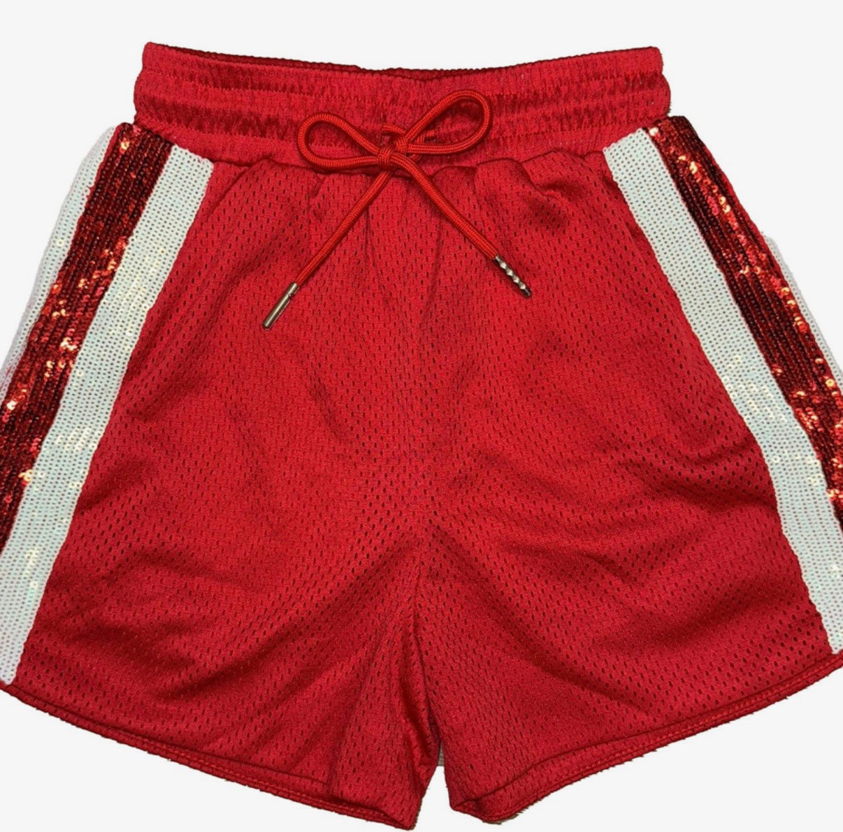 Red & White Sequin Shorts