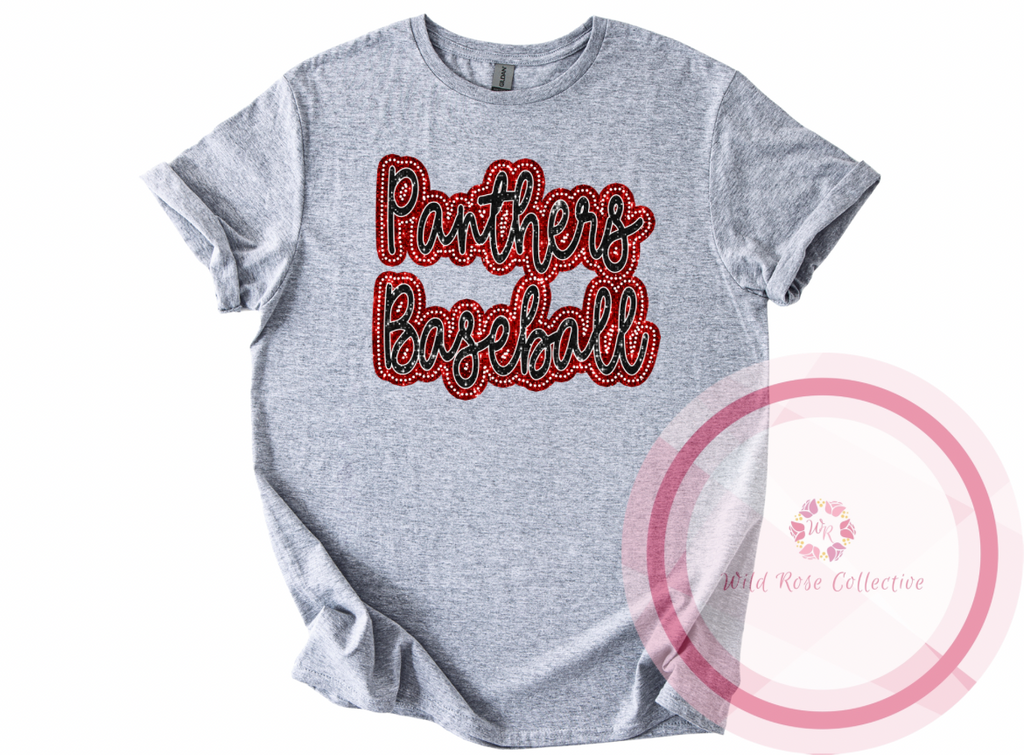 Dotted Glitter Panthers Baseball Tshirt