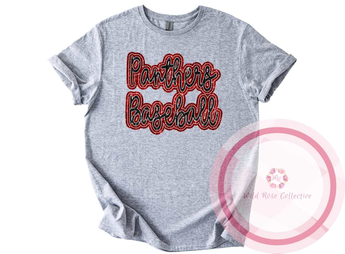 Dotted Glitter Panthers Baseball Tshirt