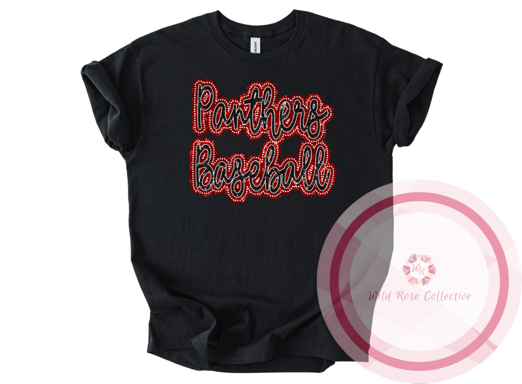 Dotted Glitter Panthers Baseball Tshirt
