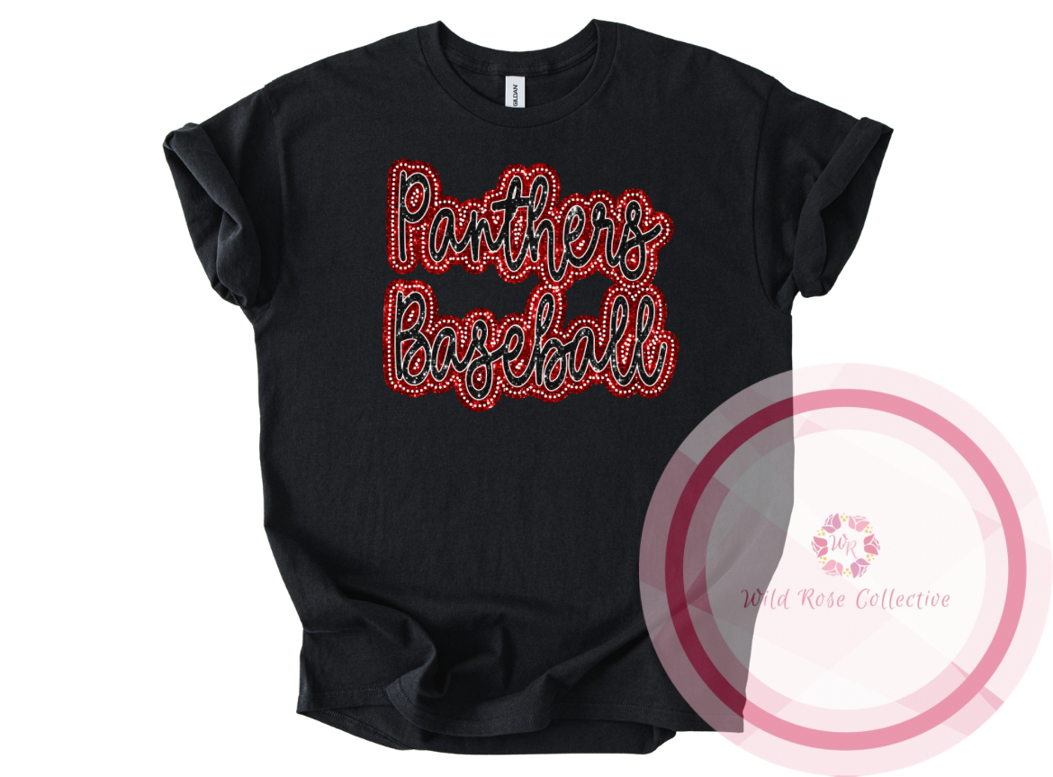 Dotted Glitter Panthers Baseball Tshirt