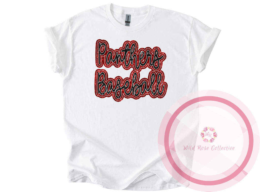 Dotted Glitter Panthers Baseball Tshirt