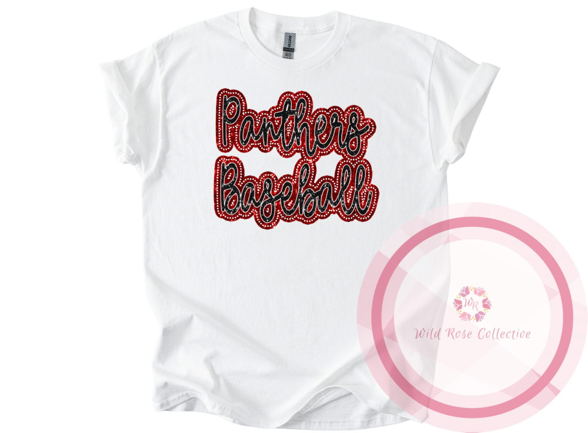 Dotted Glitter Panthers Baseball Tshirt