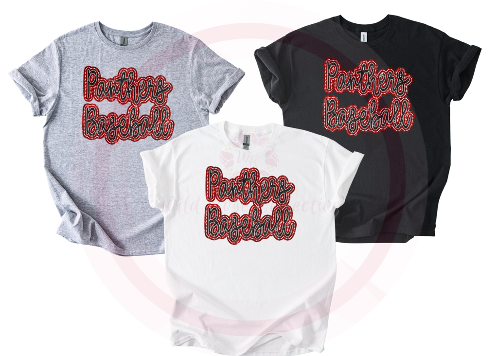Dotted Glitter Panthers Baseball Tshirt