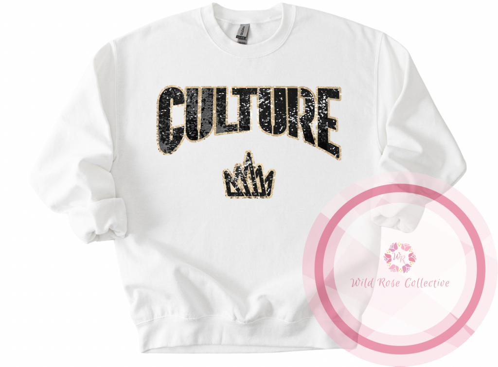 Culture Logo Faux Sequins Sweatshirt