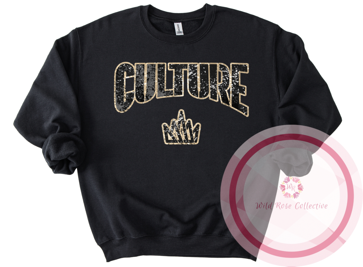 Culture Logo Faux Sequins Sweatshirt