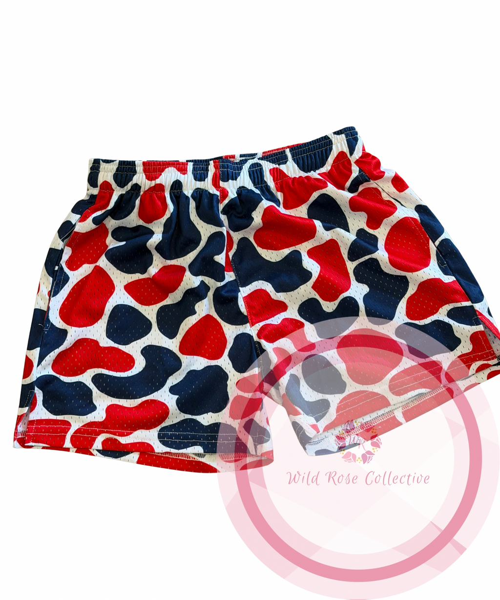 Red & Navy Camo Athletic Shorts *IN STOCK*