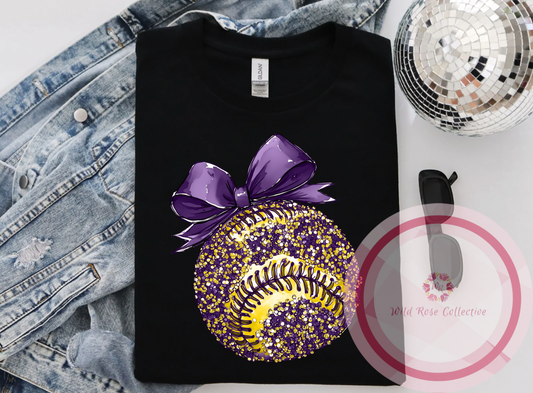 Purple & Gold Vintage Glitter Baseball