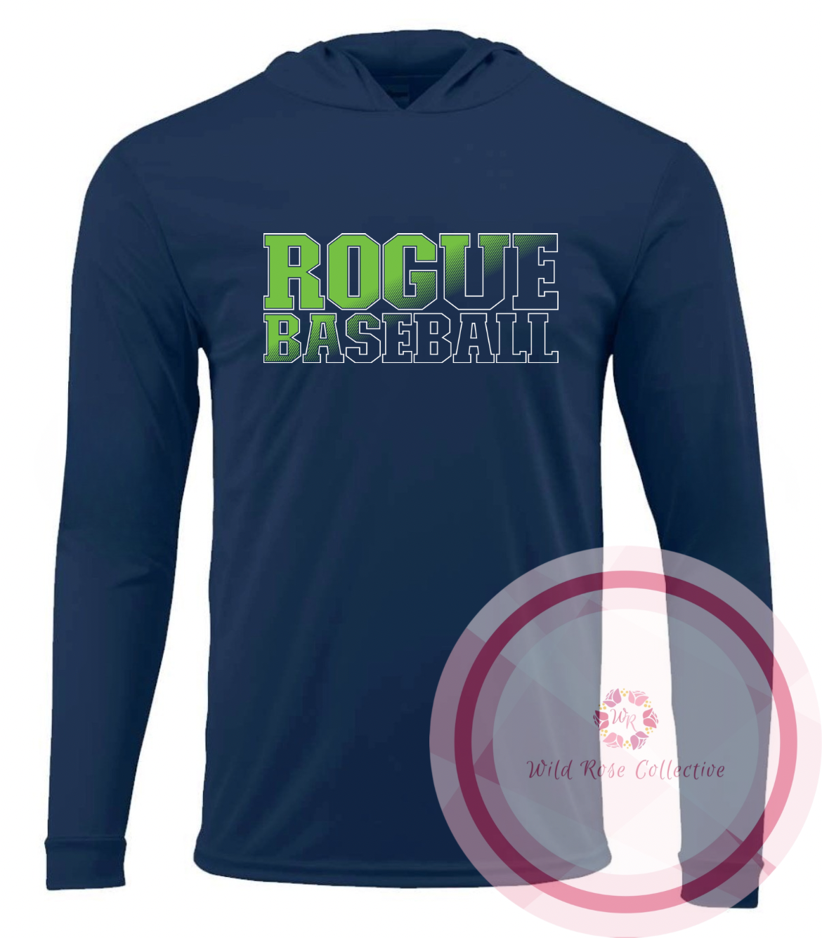 Rogue Baseball Hooded Long Sleeve Performance Tshirt