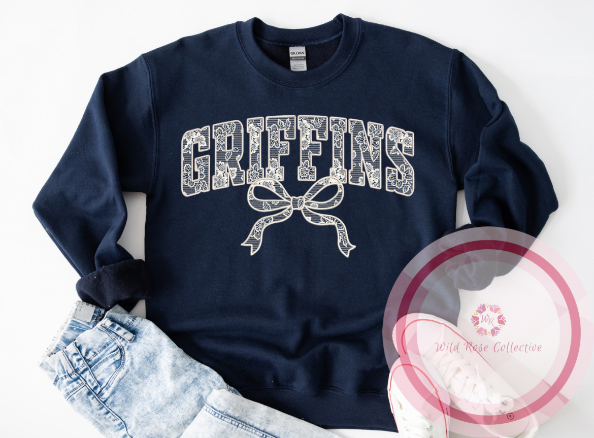 Griffins lace bow sweatshirt