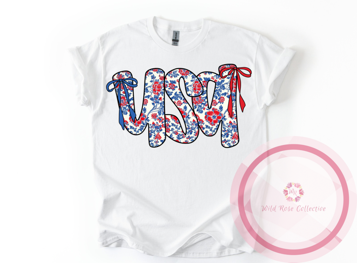 Floral USA Tshirt