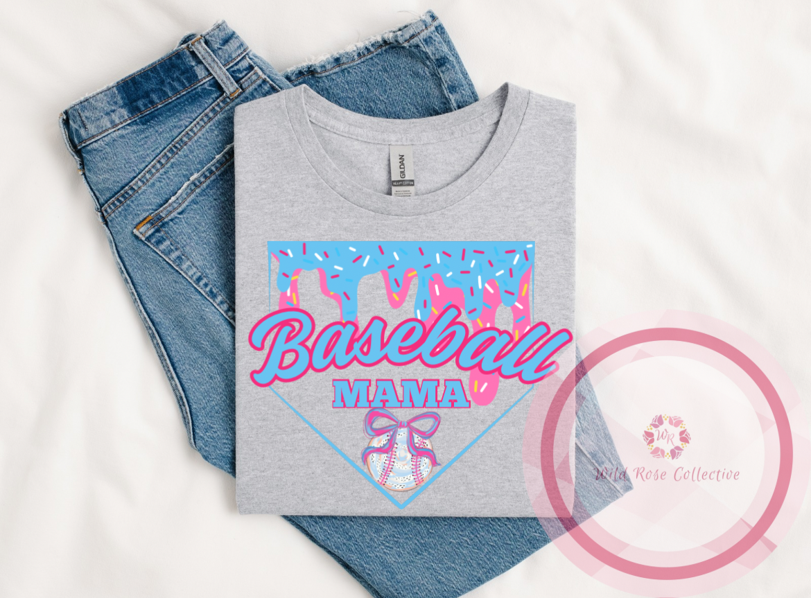 Baseball Mama Drip Plate Tshirt