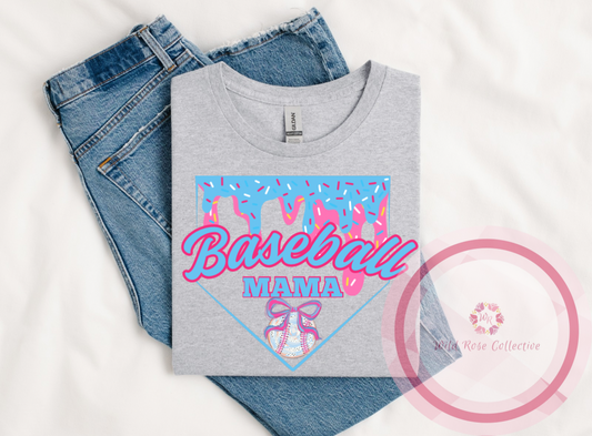 Baseball Mama Drip Plate Tshirt