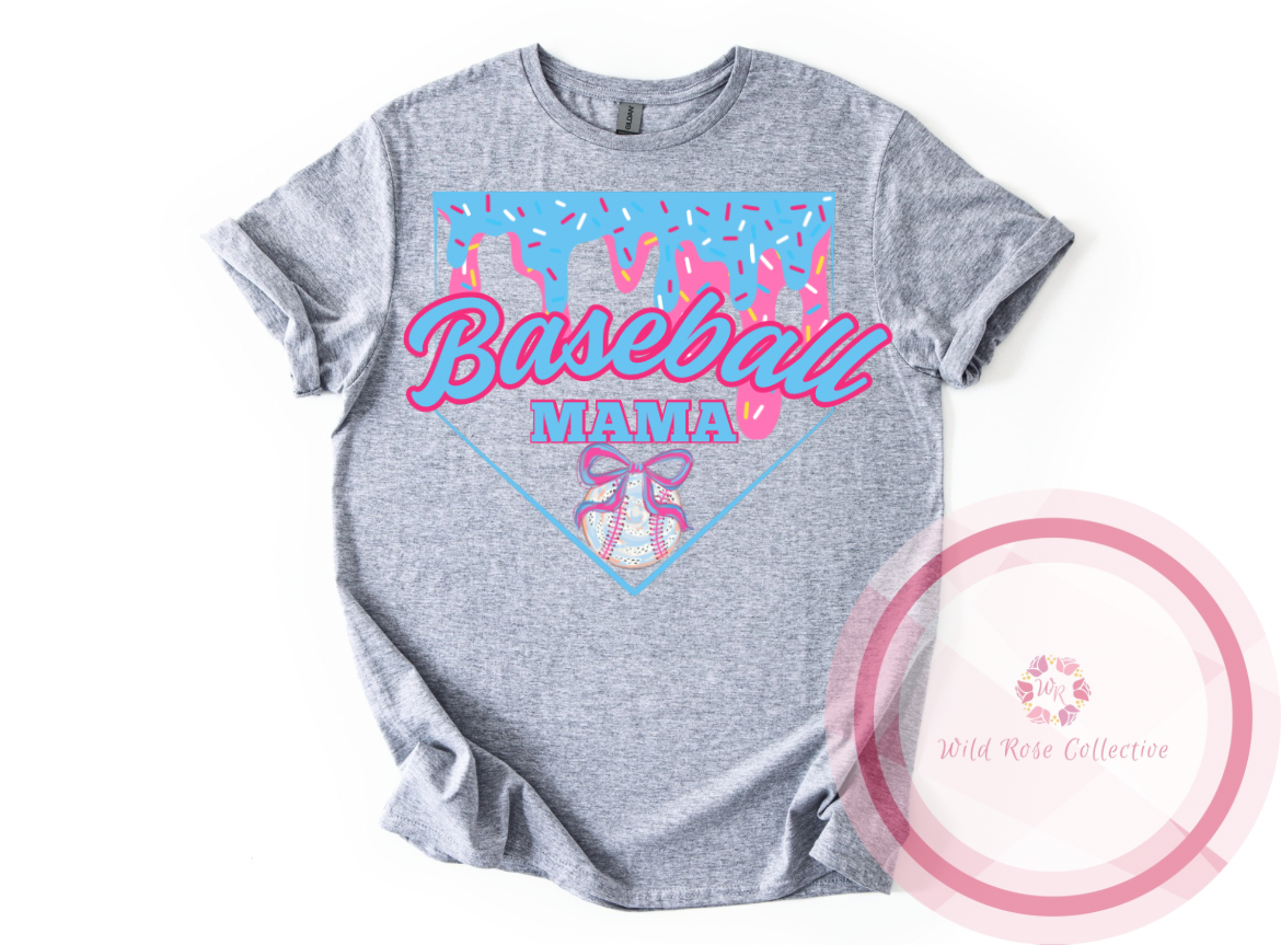 Baseball Mama Drip Plate Tshirt