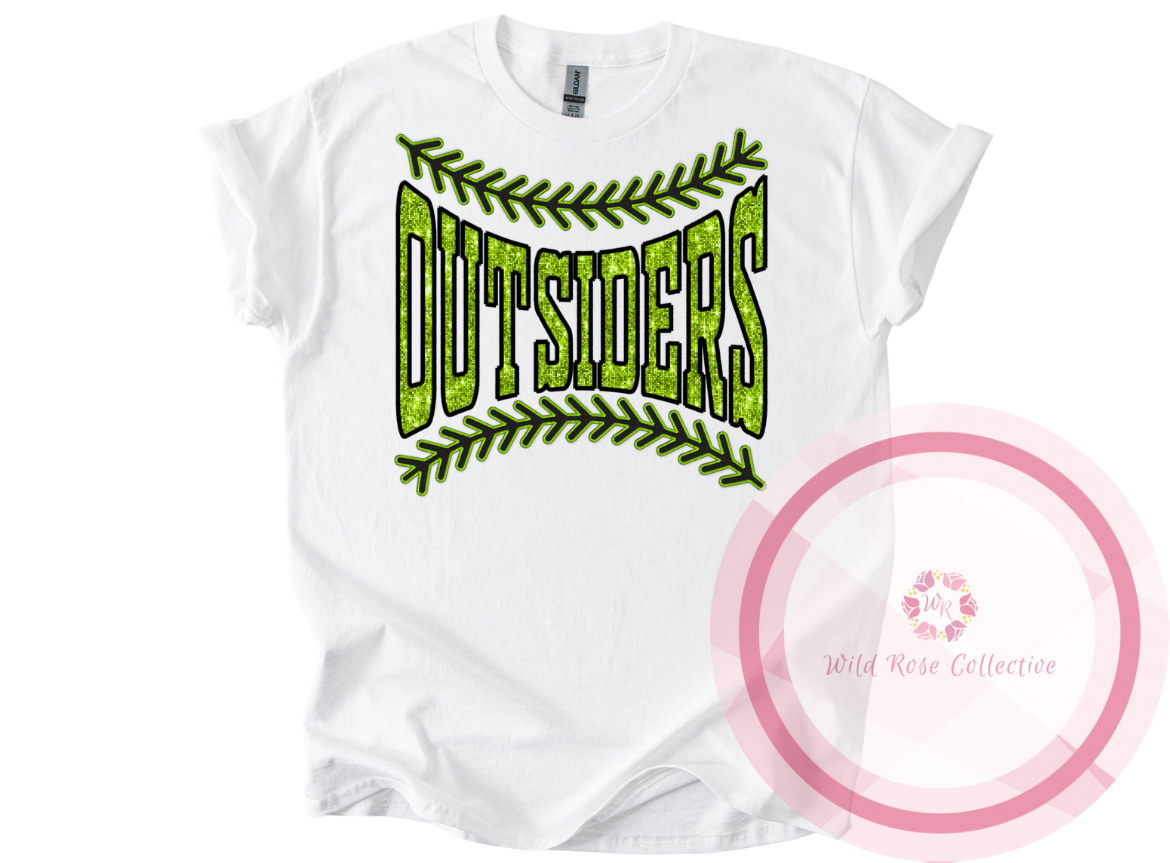 Outsiders Faux Sequin Baseball Laces Tshirt