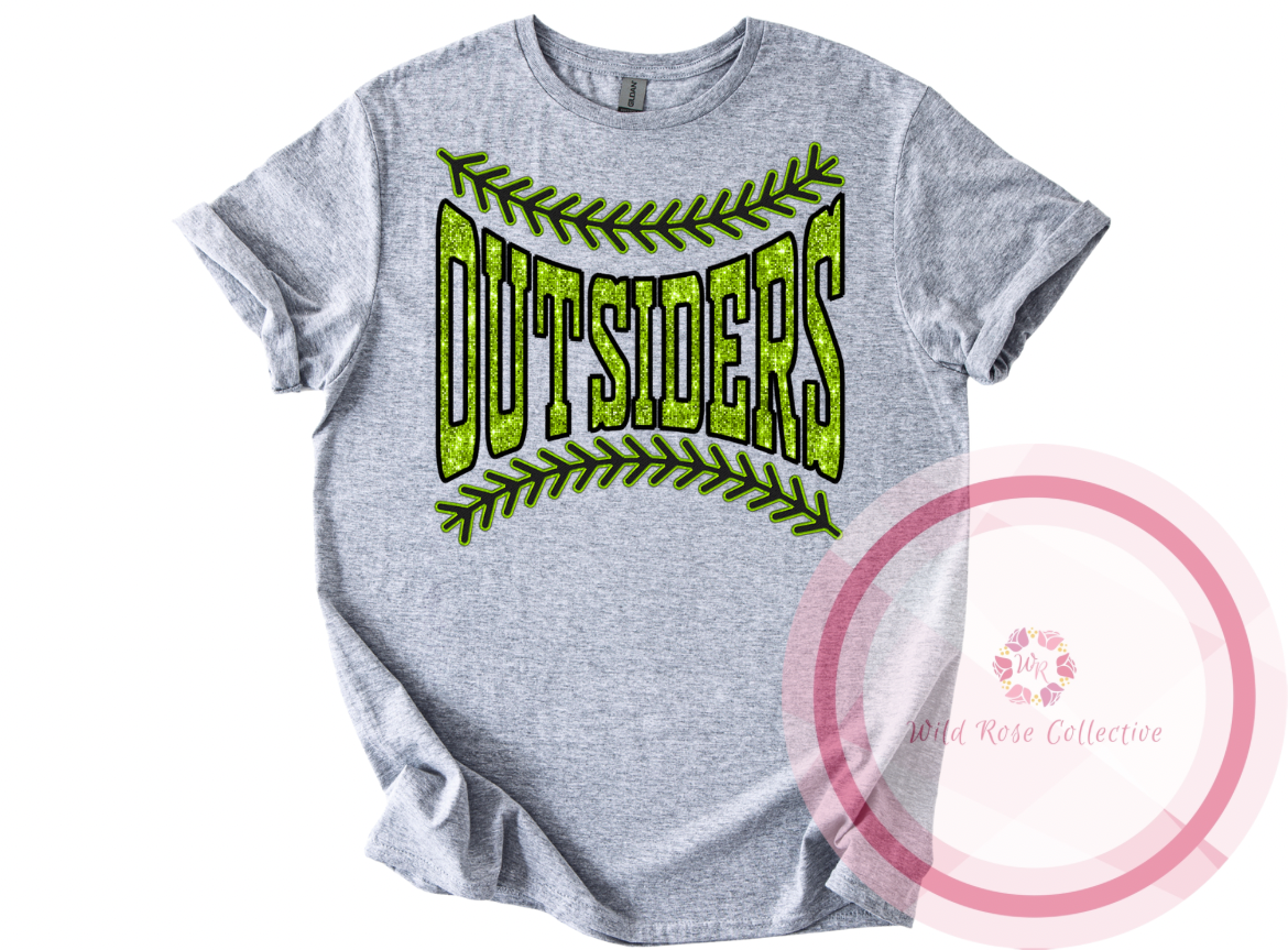 Outsiders Faux Sequin Baseball Laces Tshirt