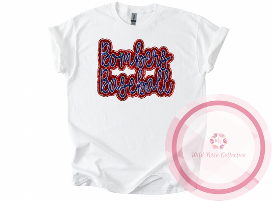 Bombers Baseball Dotted Glitter Tshirt