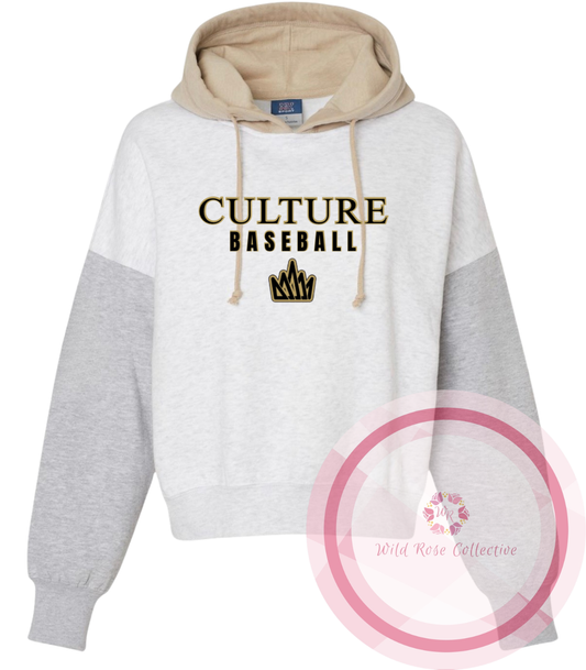 Culture Fleece Colorblocked Crop Hoodie