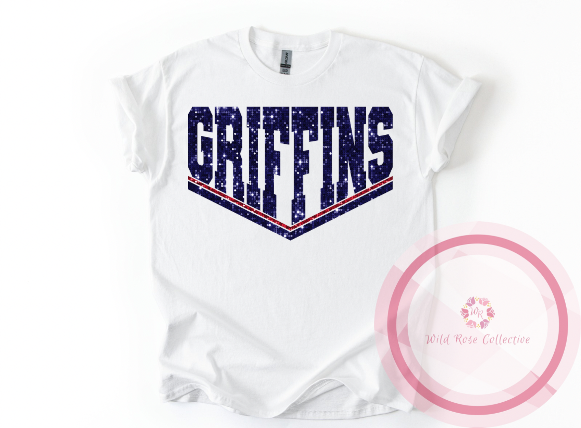 Griffins Dual Line Faux Sequins Tshirt