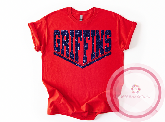 Griffins Dual Line Faux Sequins Tshirt