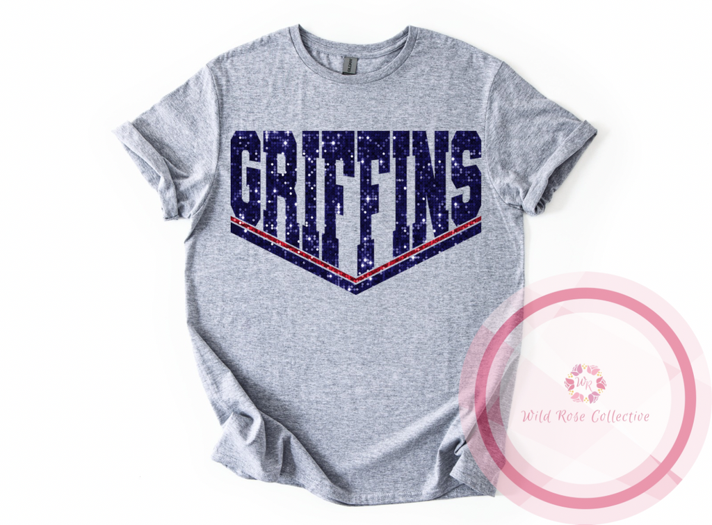 Griffins Dual Line Faux Sequins Tshirt