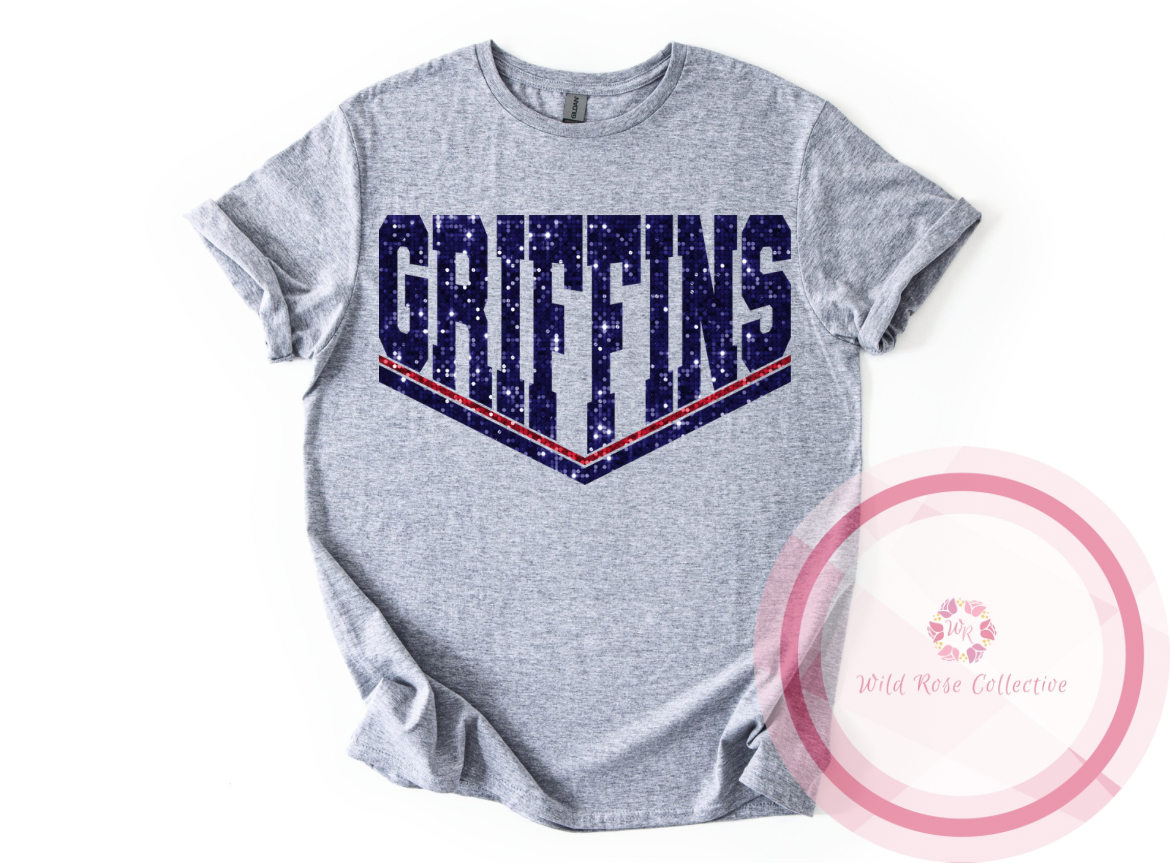 Griffins Dual Line Faux Sequins Tshirt