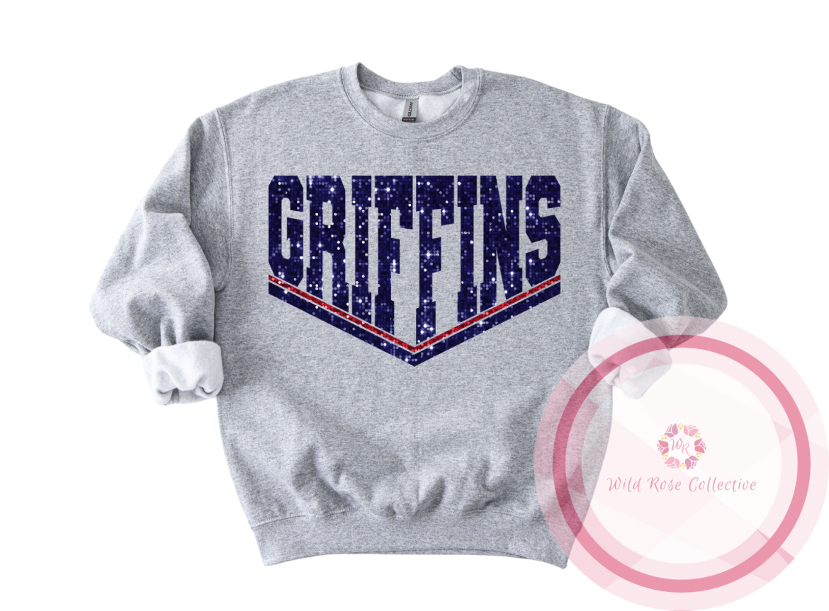 Griffins Dual Line Faux Sequins Sweatshirt