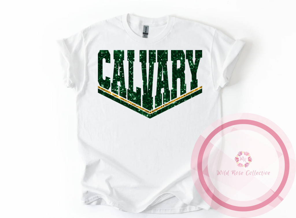 Calvary Dual Line Faux Sequins Tshirt