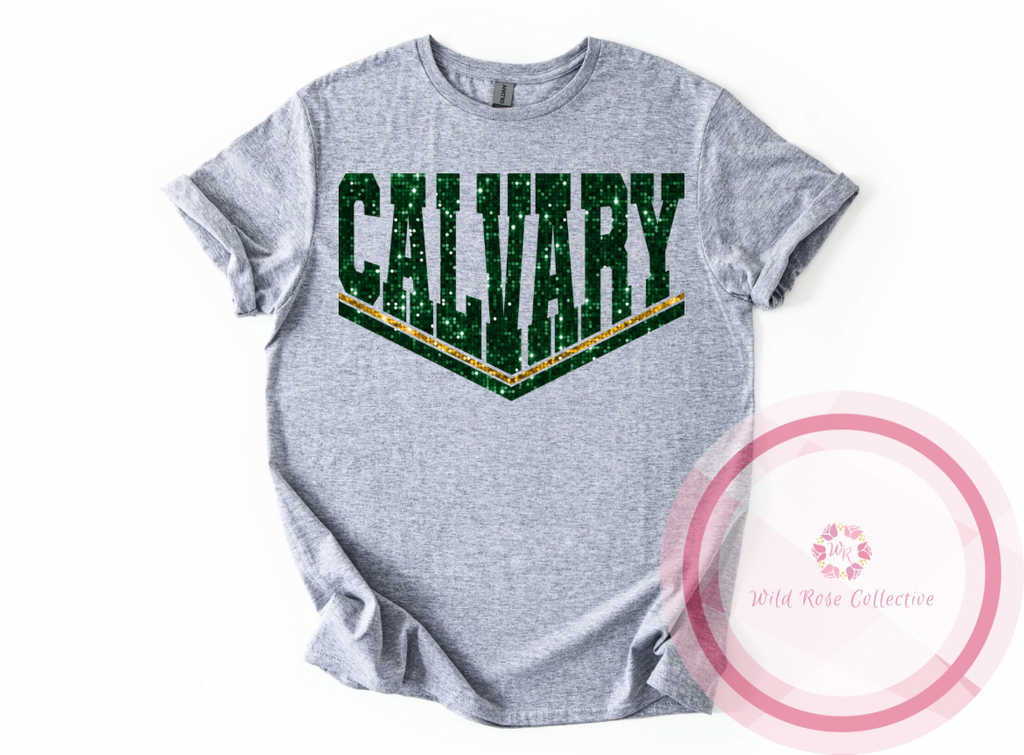 Calvary Dual Line Faux Sequins Tshirt