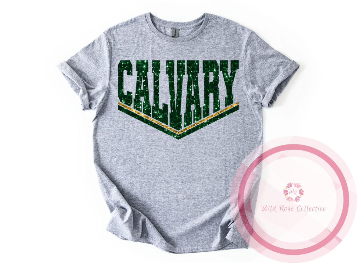 Calvary Dual Line Faux Sequins Tshirt