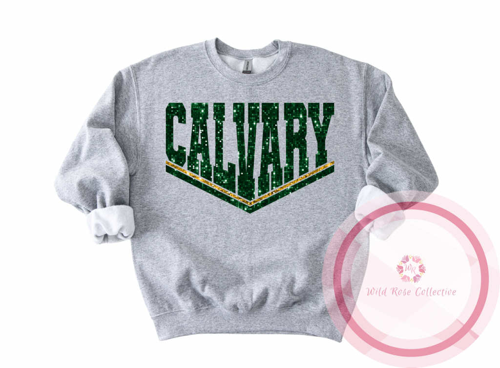 Calvary Dual Line Faux Sequins Sweatshirt