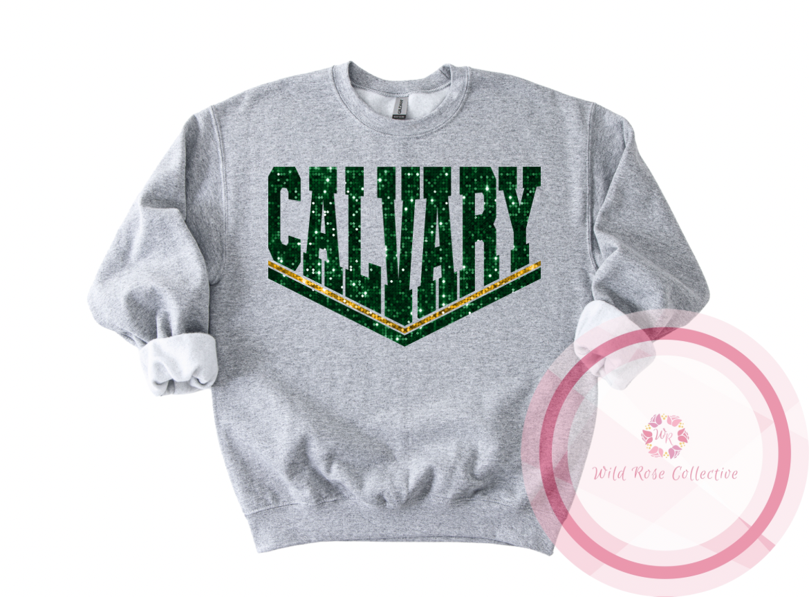 Calvary Dual Line Faux Sequins Sweatshirt