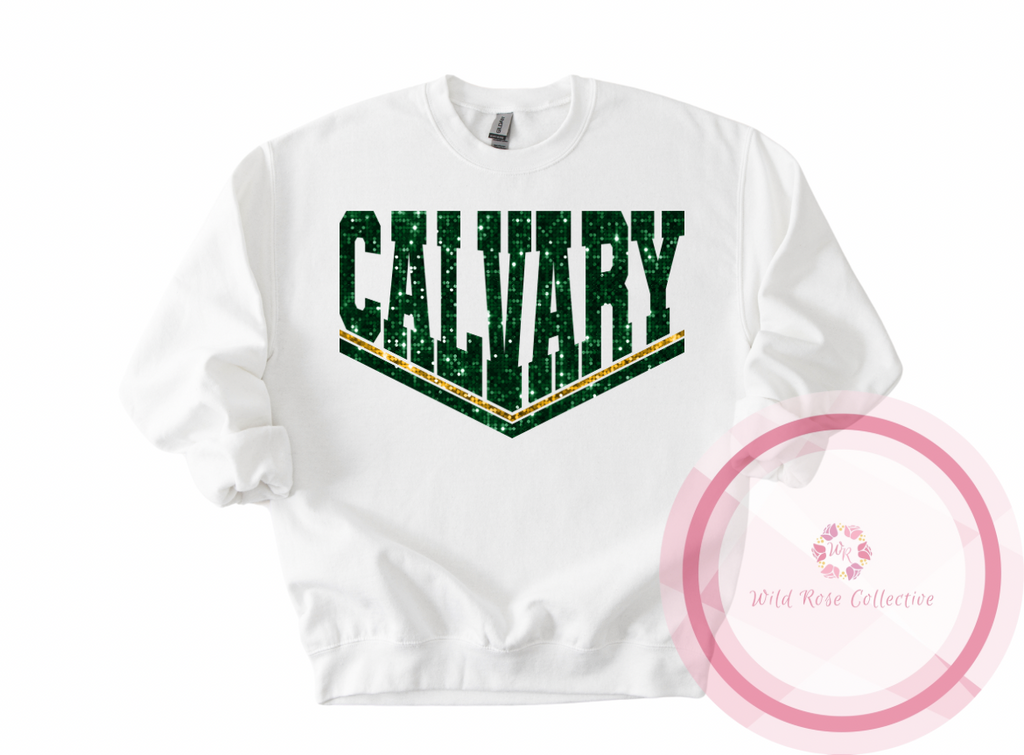 Calvary Dual Line Faux Sequins Sweatshirt