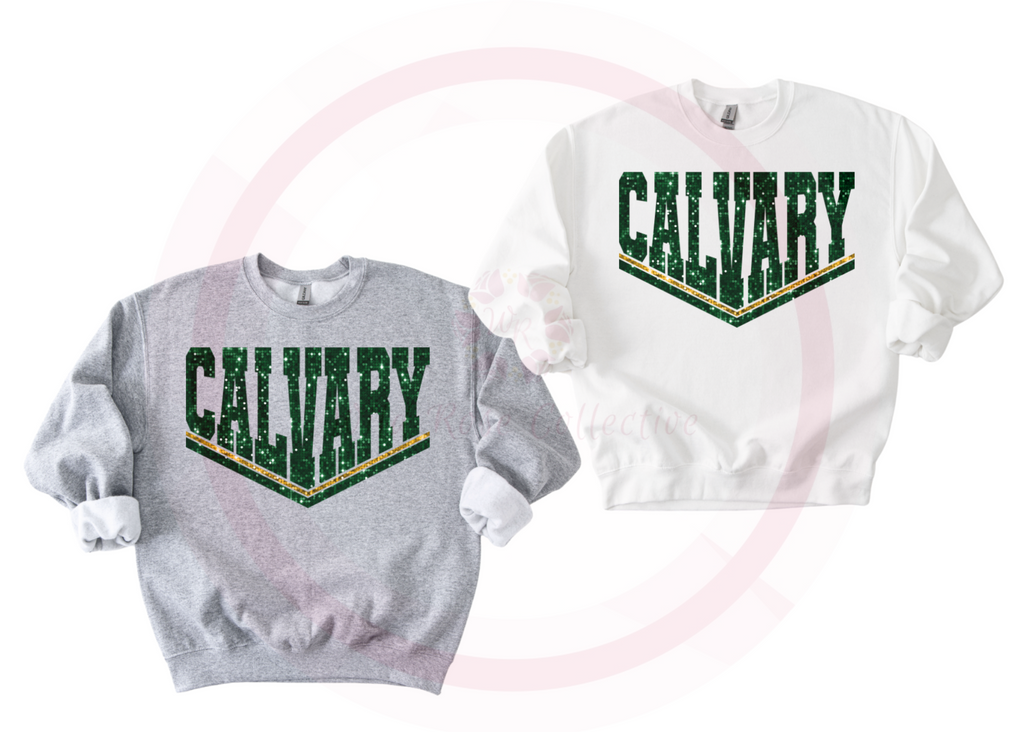 Calvary Dual Line Faux Sequins Sweatshirt