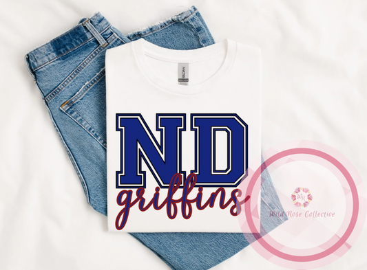 ND Griffins Varsity Letters Tshirt