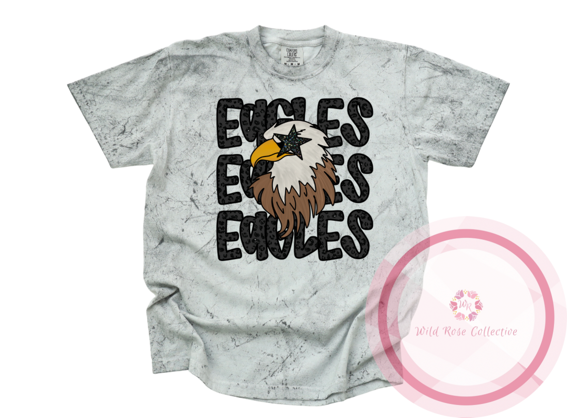 Black Leopard Preppy Eagles Tshirt