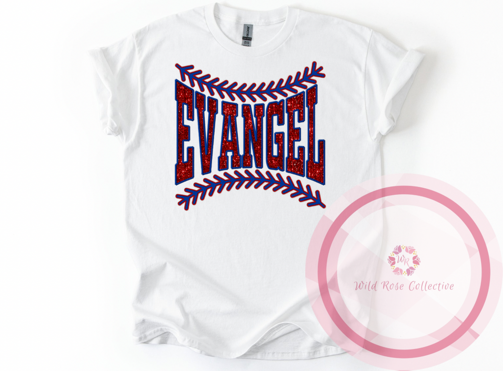 Evangel Faux Sequin Baseball Laces Tshirt