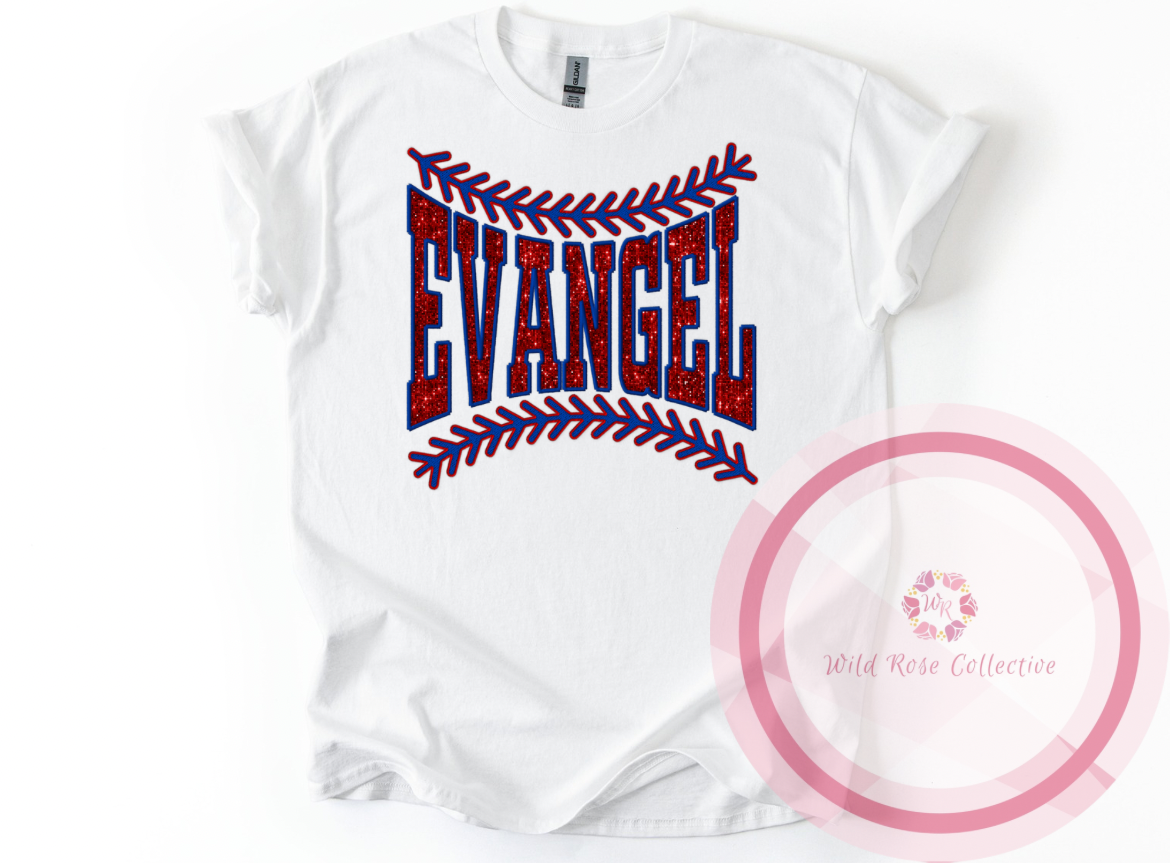 Evangel Faux Sequin Baseball Laces Tshirt