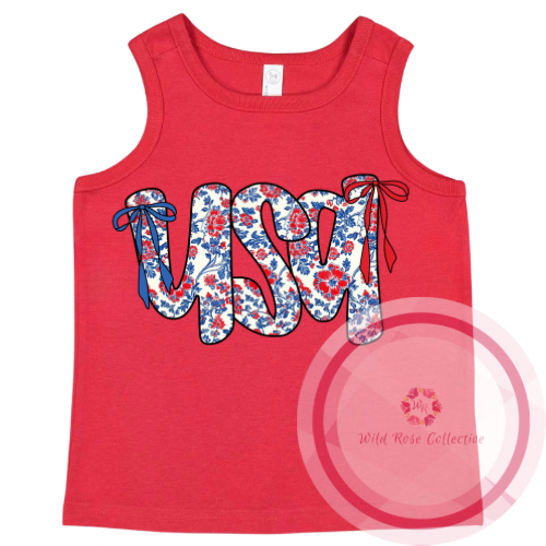 Floral USA Toddler Tank Top