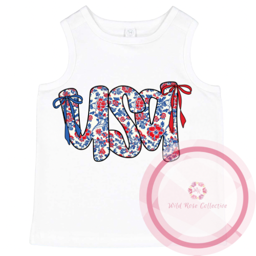 Floral USA Toddler Tank Top