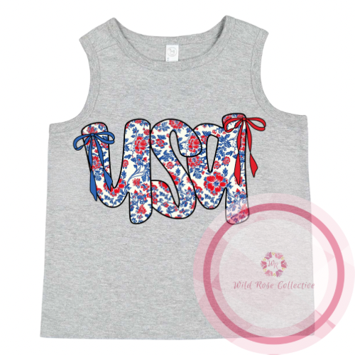 Floral USA Toddler Tank Top