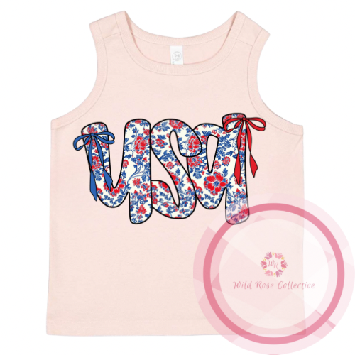Floral USA Toddler Tank Top