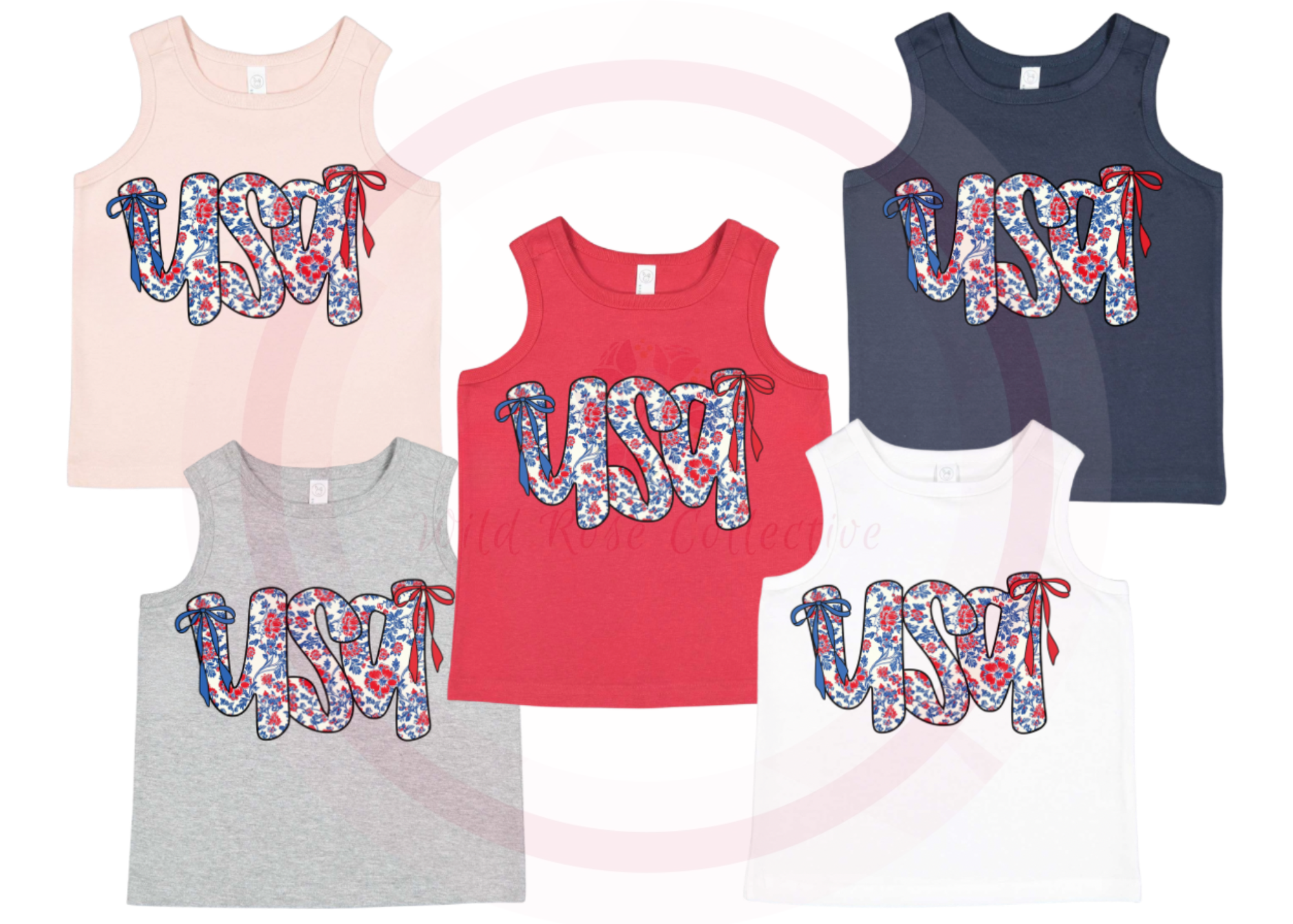 Floral USA Toddler Tank Top