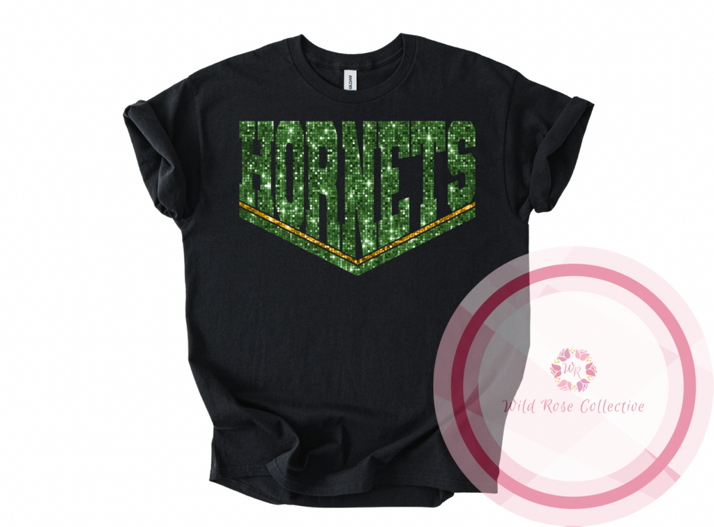 Hornets Dual Line Faux Sequins Tshirt